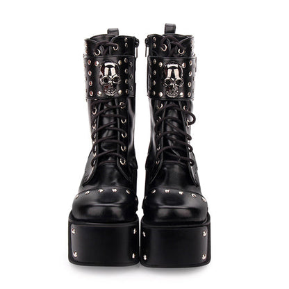 Gothic Lolita Boots with Skull Rivets