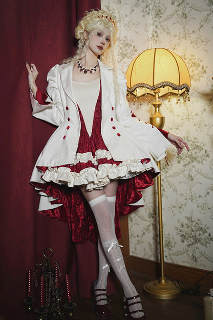 Ivory Asymmetric Double-Breasted Gothic Tailcoat