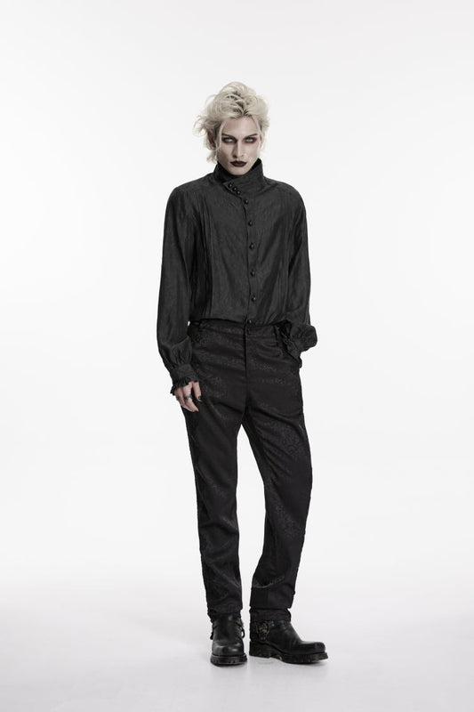 Men's Gothic Gorgeous Handsome Slim Pants in Black Jacquard