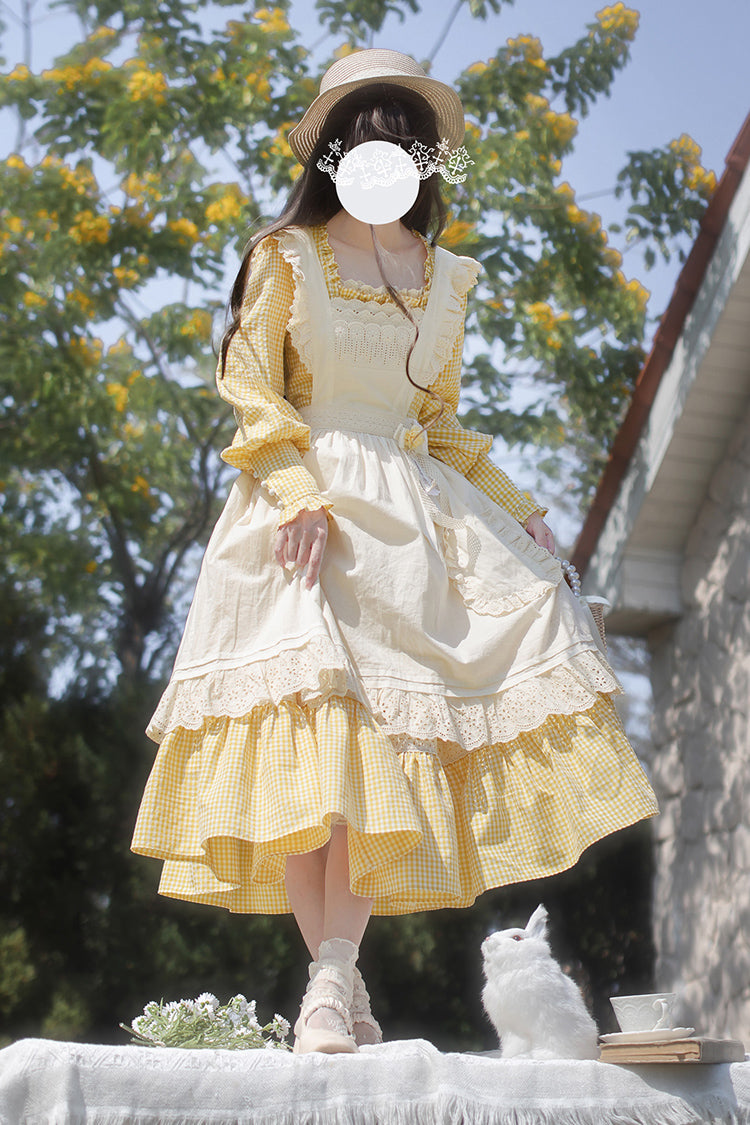 Long Sleeve Floral Ruffle Lace-Up Elegant Lolita Dress