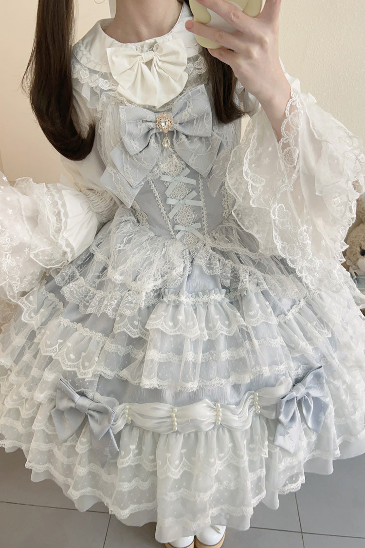 Azure Dream Prologue Doll Multi-Tiered Bowknot Lace Sweet Princess Lolita Gown