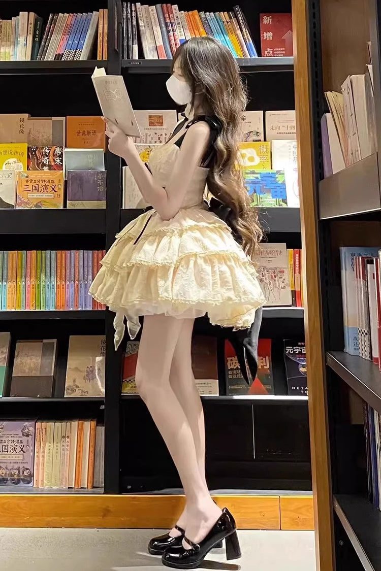 Layered Ballet Bow Accent Sweet Lolita JSK Dress