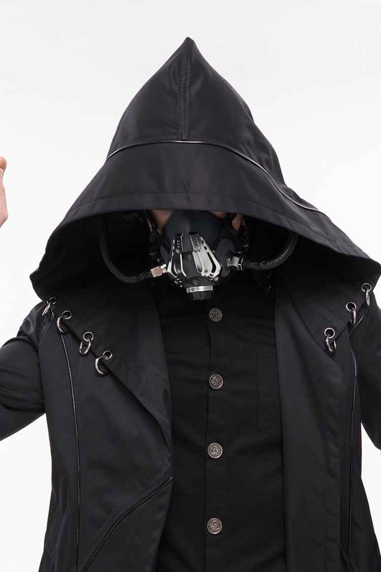 Windproof Hooded Casual Coat with Back Strap Detailing