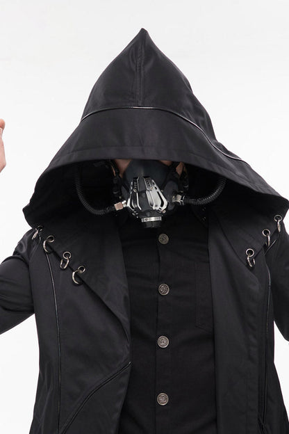 Windproof Hooded Casual Coat with Back Strap Detailing