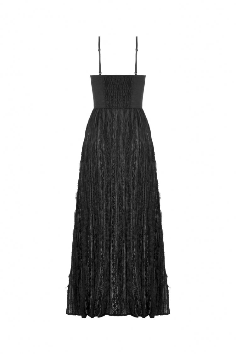 No-Sleeve Floral Lace-Up Gothic Slip Wedding Gown