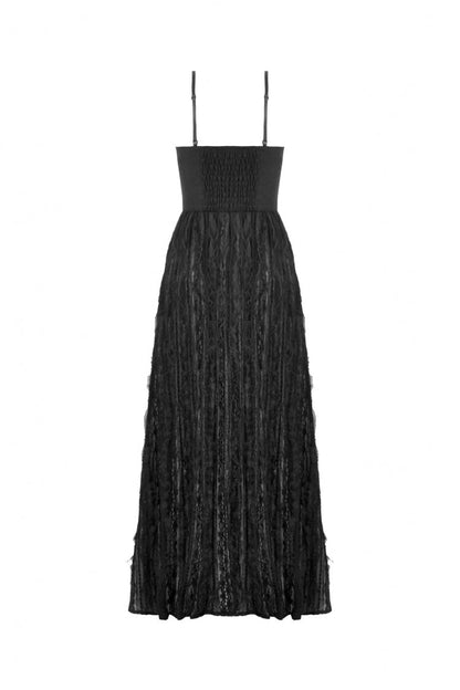 No-Sleeve Floral Lace-Up Gothic Slip Wedding Gown