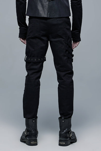 Detachable Steampunk Pants with Multi Pockets and Buckles
