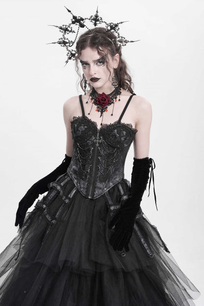 No-Sleeve Embroidery Chain Gothic Waistcoat