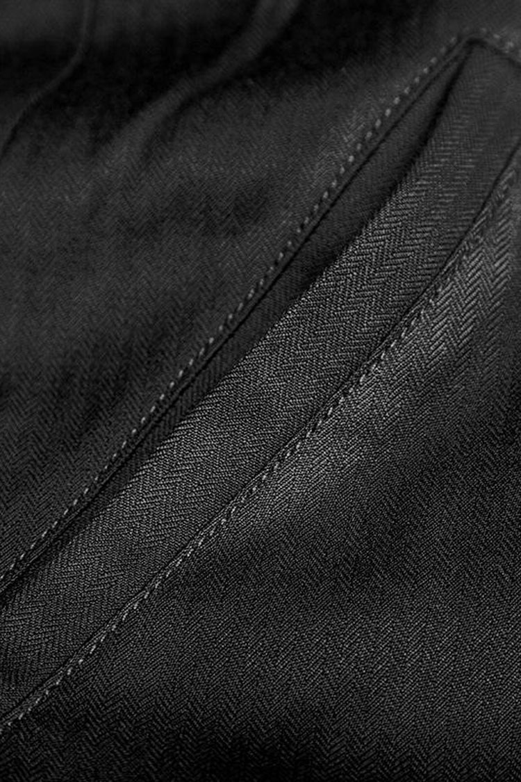 Men's Gothic Coat with Metal Buttons, Jacquard Print and Faux Two-Piece Design
