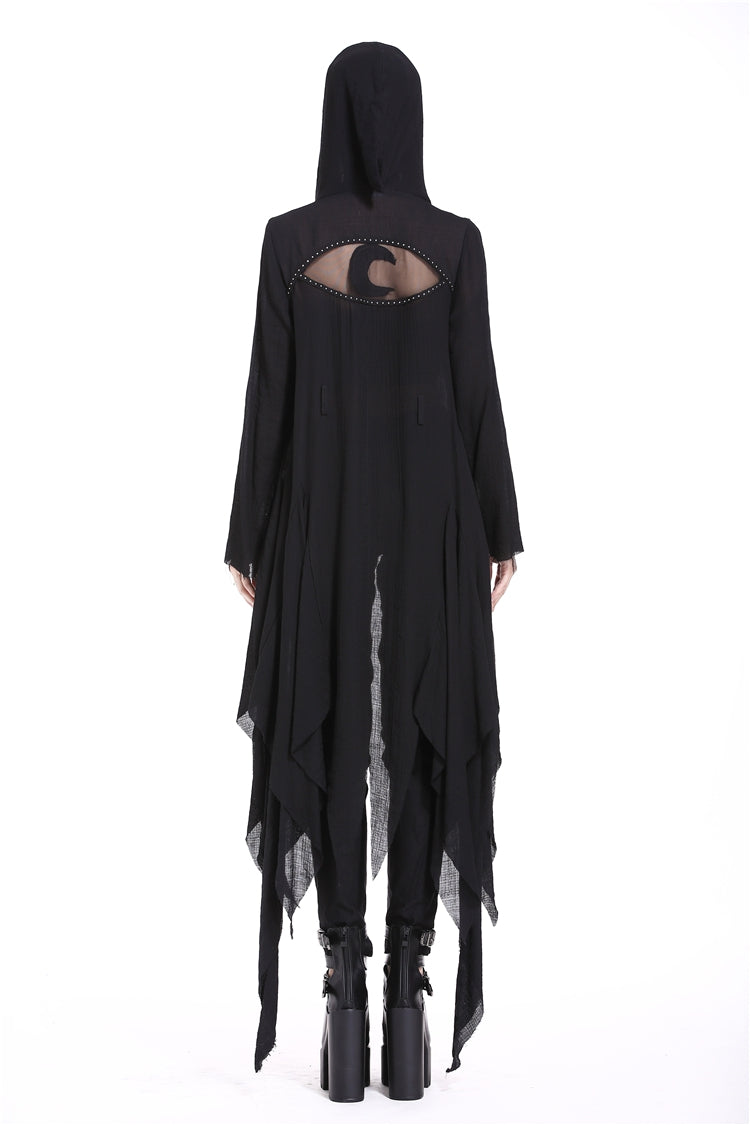 Ebony Long-Sleeve Grunge Vintage Hooded Gothic Coat