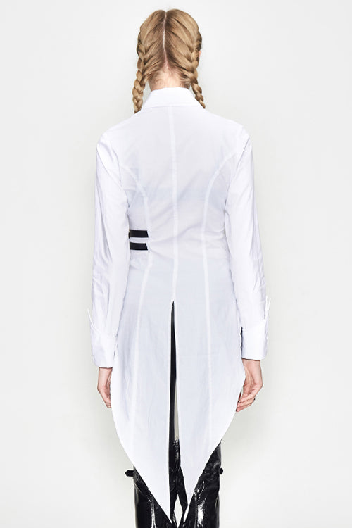 Ivory Cotton Long Swallowtail Punk Blouse