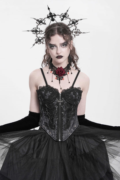 No-Sleeve Embroidery Chain Gothic Waistcoat
