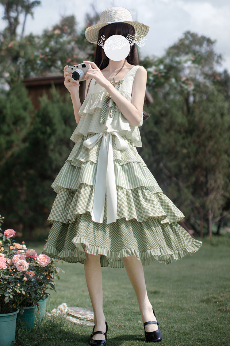 Emerald Forest Multi-Layered Ruffle Holiday Sweet JSK Dress