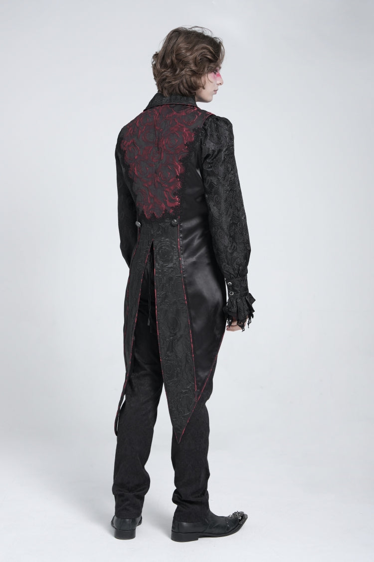 Crimson & Obsidian Sleeveless Lace-Up Zipper Swallow-Tailed Vest