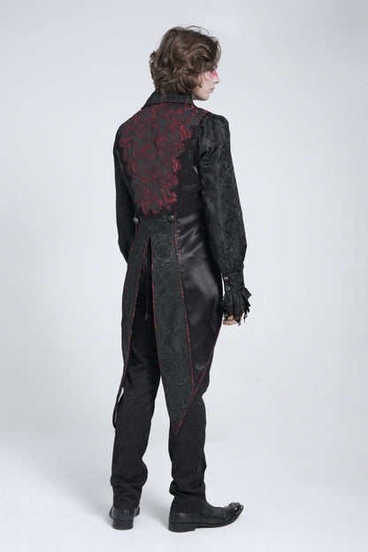 Crimson & Obsidian Sleeveless Lace-Up Zipper Swallow-Tailed Vest