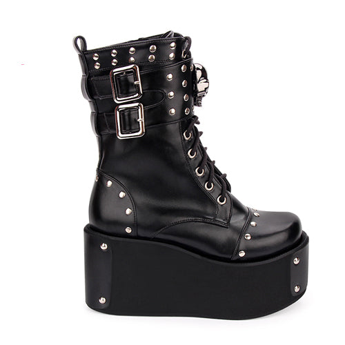 Gothic Lolita Boots with Skull Rivets