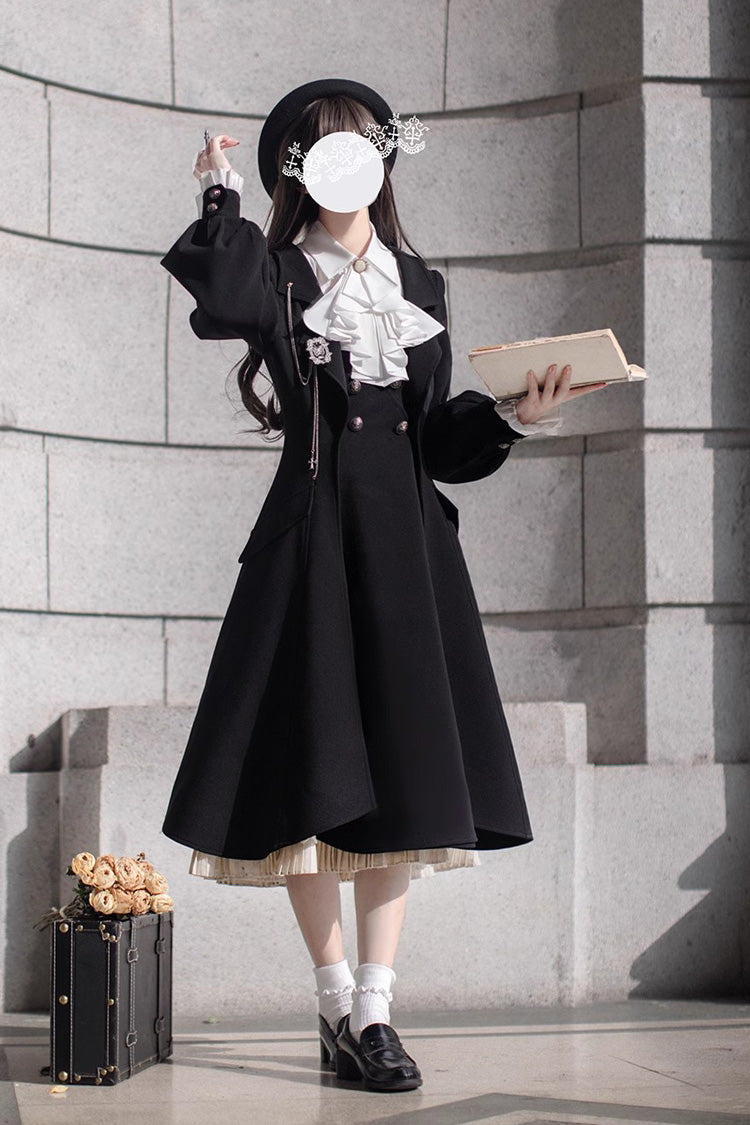Ebony Ruffle Bow Lace Elegant Jumper Dress - Hathaway