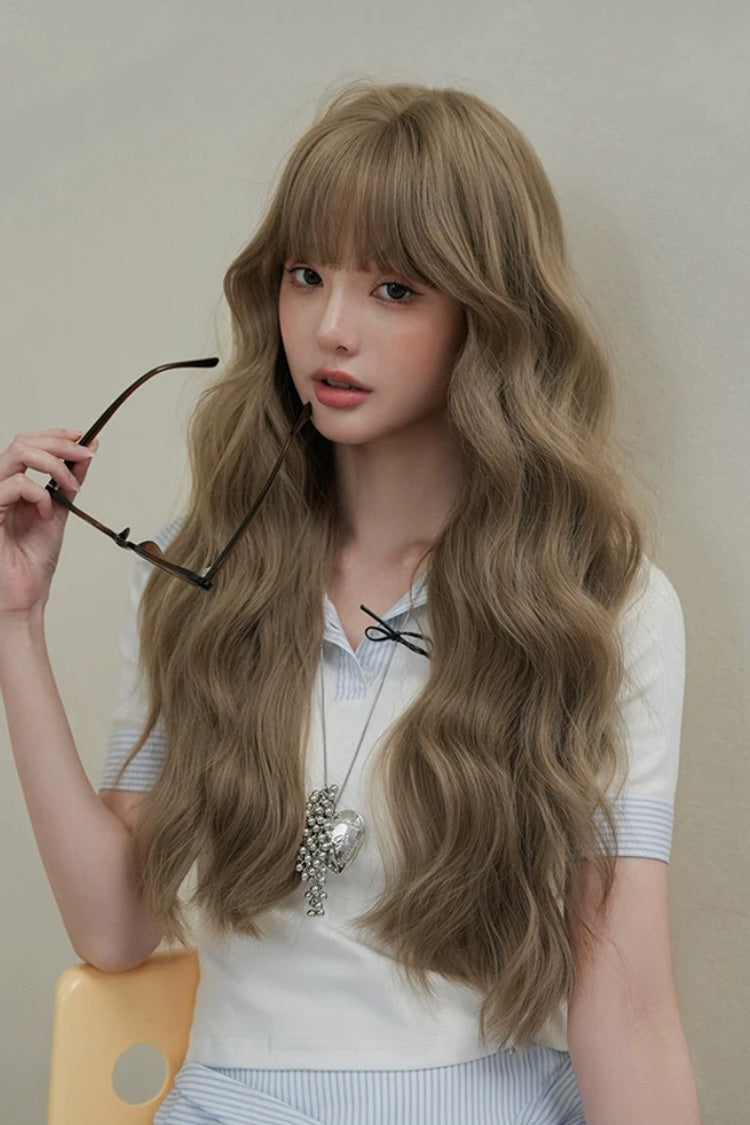Brown Milk Tea Korean Fluffy Face-Framing Wavy Lolita Wig