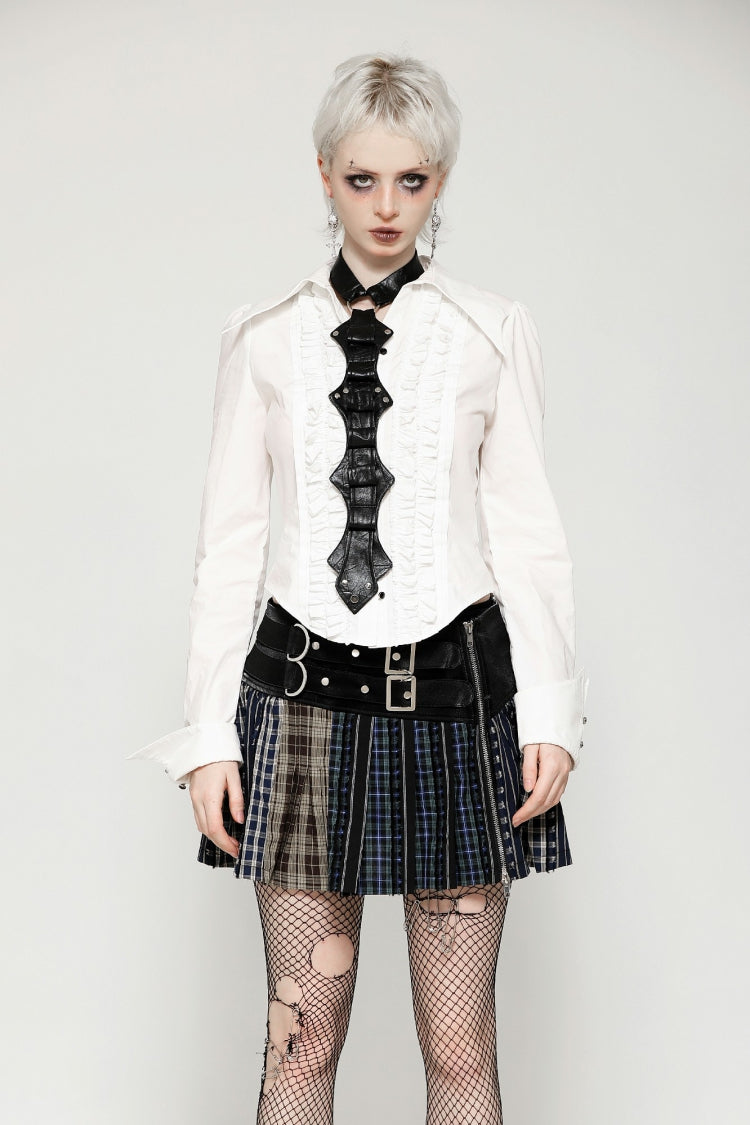 Punk PU Necktie in Black with Irregular Design