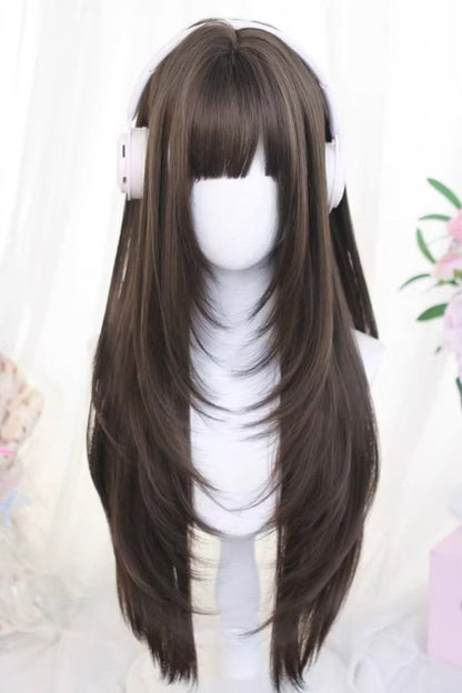 Straight Sweet Lolita Wig with Airy Bangs in Japanese Style, Two Colors - AnimeVibe
