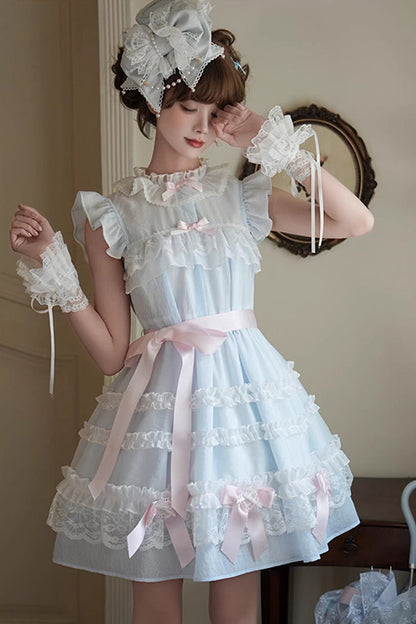 Frosted Cake Stand Collar Ruffle Lace Japanese Princess Dress