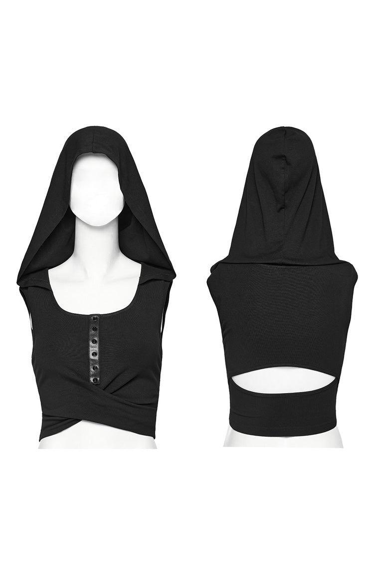 No-Sleeve Hooded Cutout Punk Tank