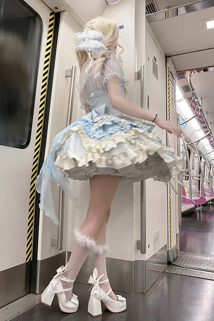 Heart of Butterfly Embroidery Ruffle Ballet Lolita JSK Set