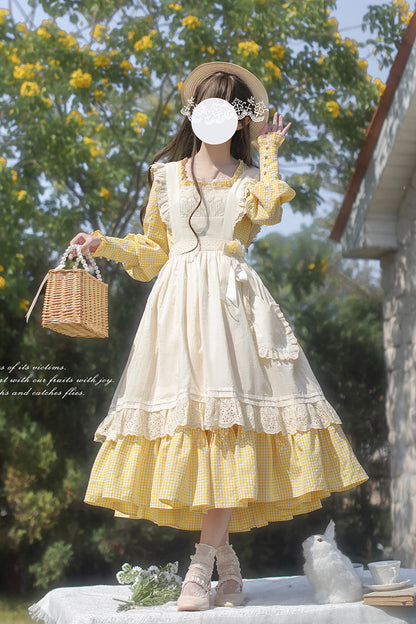 Long Sleeve Floral Ruffle Lace-Up Elegant Lolita Dress