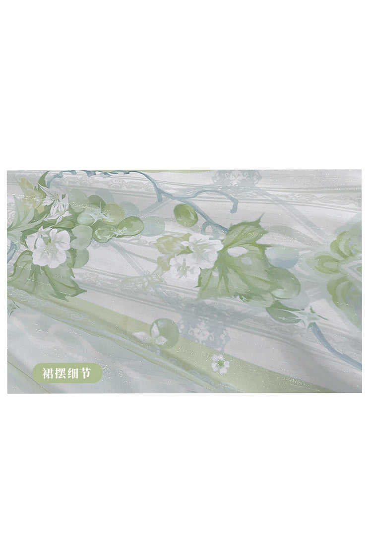 Emerald Jade Grapes High-Waist Embroidered Hanfu Dress Set