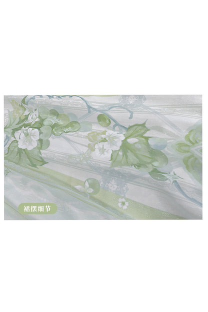 Emerald Jade Grapes High-Waist Embroidered Hanfu Dress Set