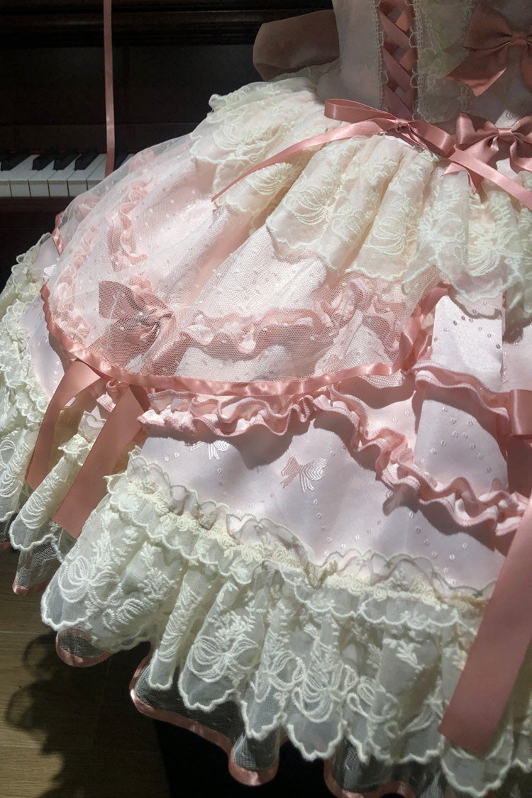 Blush Jacquard Ruffled Lace Princess JSK with Bow