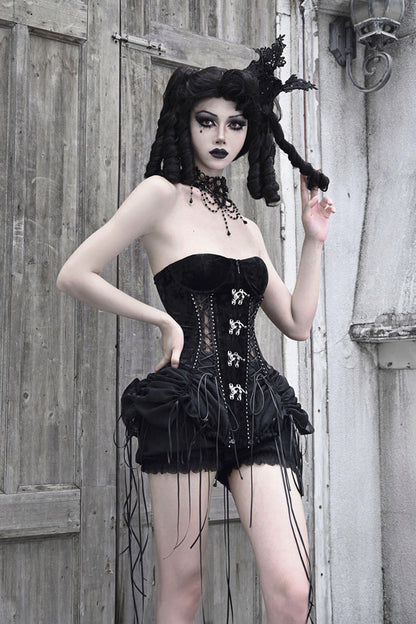 Ebony Cutout Corset Lace-Up Gothic Dress - Hell Alice