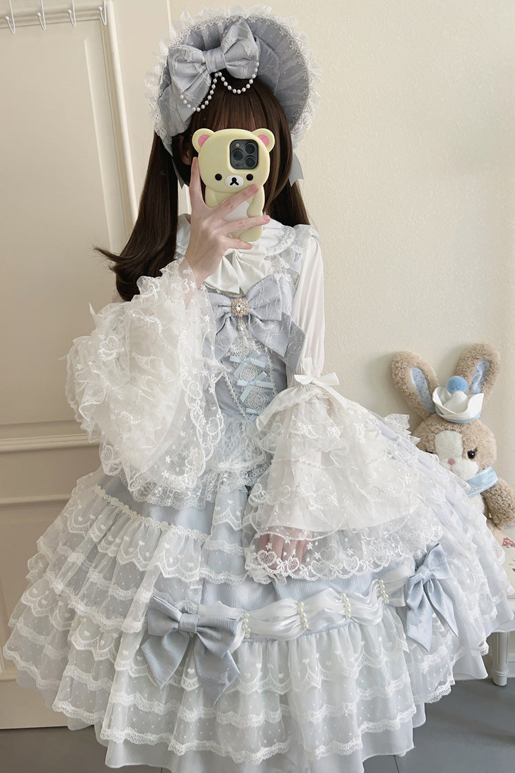 Azure Dream Prologue Doll Multi-Tiered Bowknot Lace Sweet Princess Lolita Gown