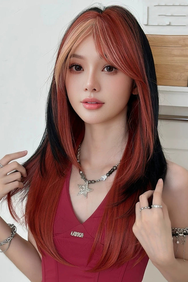 Y2K Contrast Face Frame Highlights Layered Sweet Lolita Full Wig