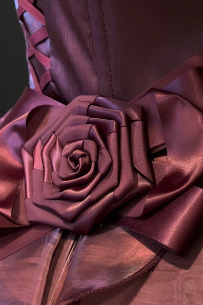 Crimson Square-Neck Sleeveless Princess Lolita JSK with Ruffles and Bow