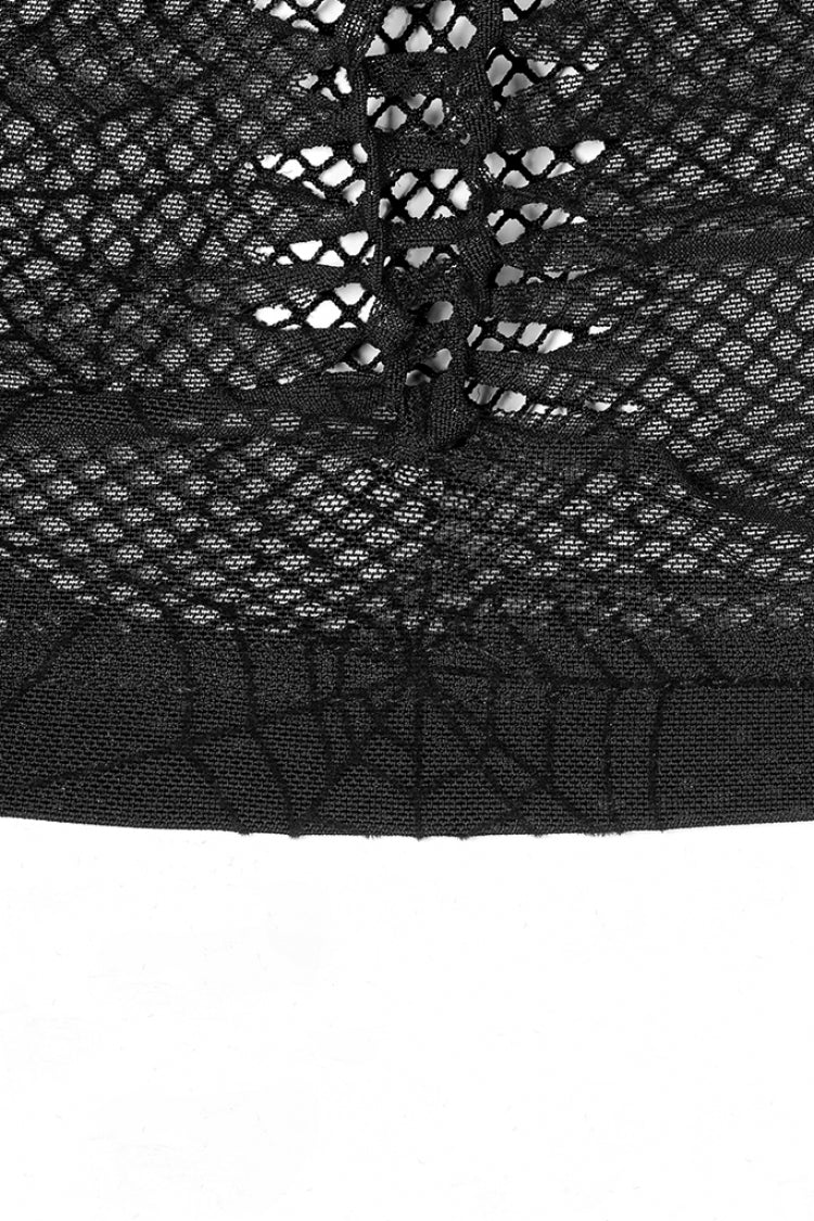 Ebony Long-Sleeve Spider Web Sheer Punk Tee