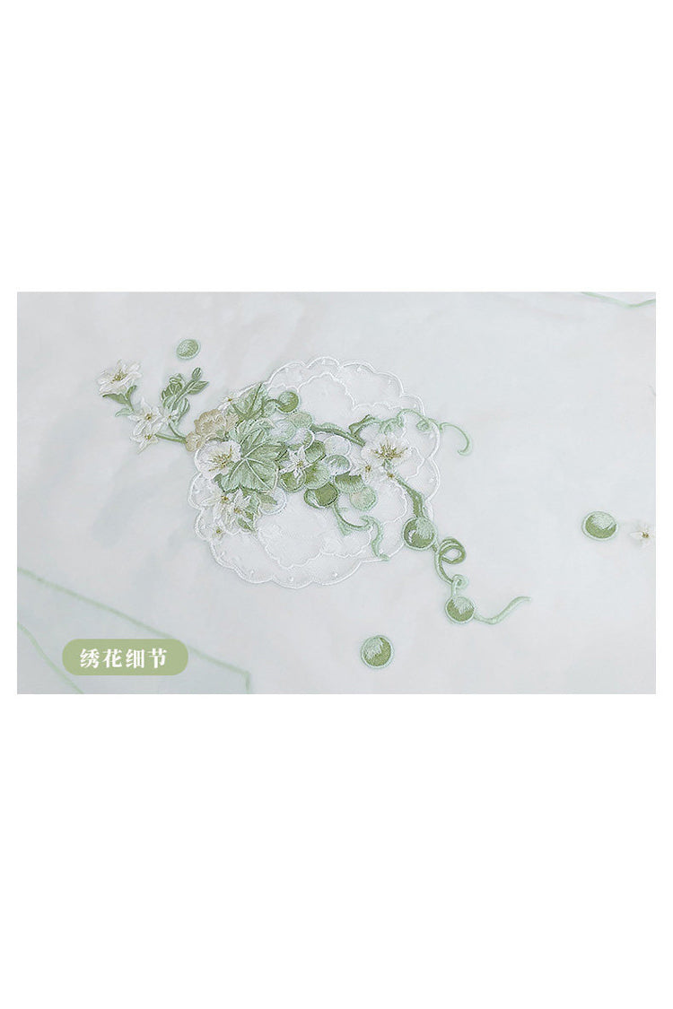 Emerald Jade Grapes High-Waist Embroidered Hanfu Dress Set