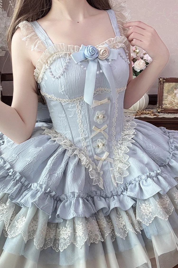 Fleeting Light Shallow Dream Ruffle Bow Slim Ballet JSK
