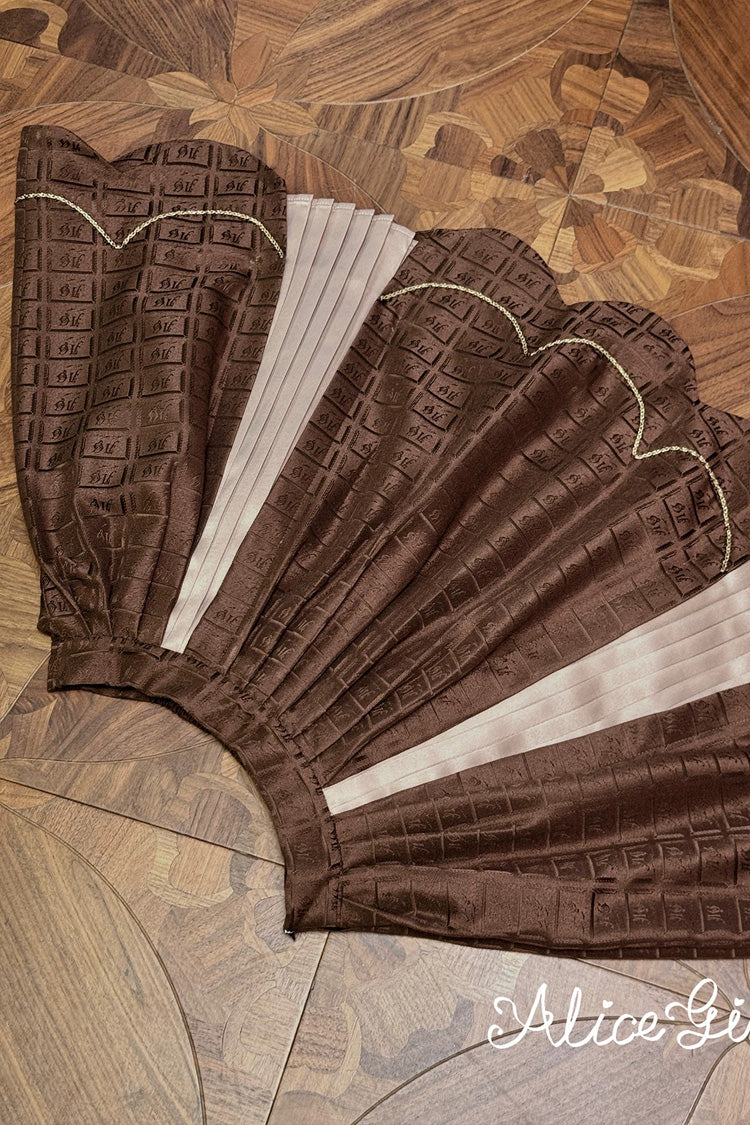 Teddy Chocolate Bar Embroidered Lace-Up Lolita JSK Dress and Skirt - Classic