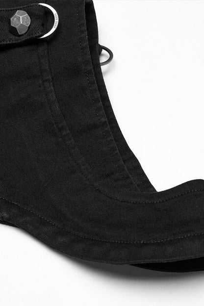Men's Black Punk Cape, Sleeveless with Rivets and Zipper