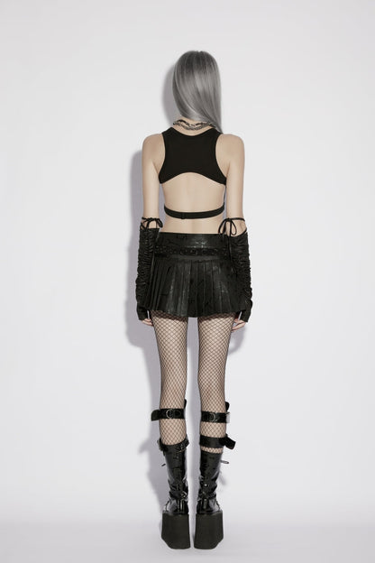 College-Style Pleated Punk Skirt with Cool Print