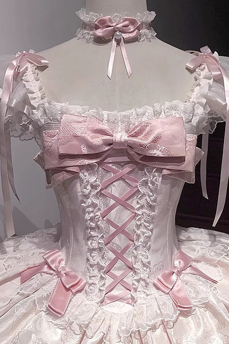Blush Butterfly Lace-Up Sleeveless JSK with Ruffles