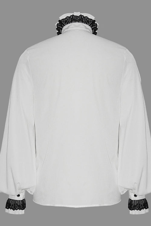 Ivory Chiffon Hand-Embroidered Gothic Blouse for Men