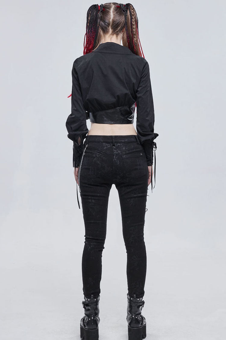 Eclipse Asymmetric Cropped Long-Sleeve Shirt with Cord Details