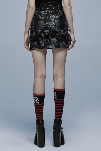 Detachable Skull Print Gothic Skirt