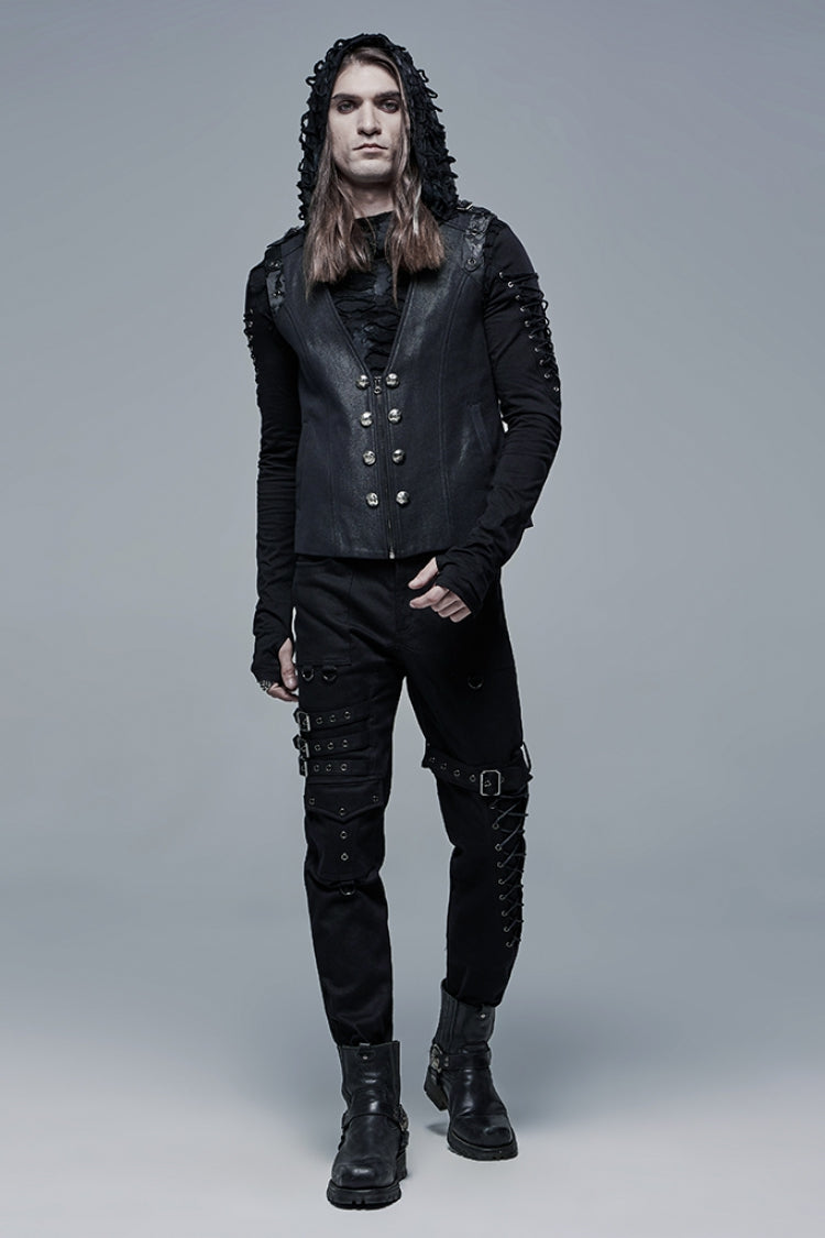 Detachable Steampunk Pants with Multi Pockets and Buckles