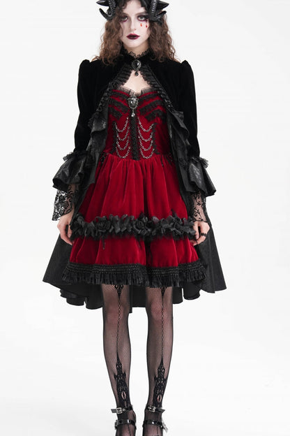 Ruffled Lace Gothic Jacket - Women's Dark Mesh Style