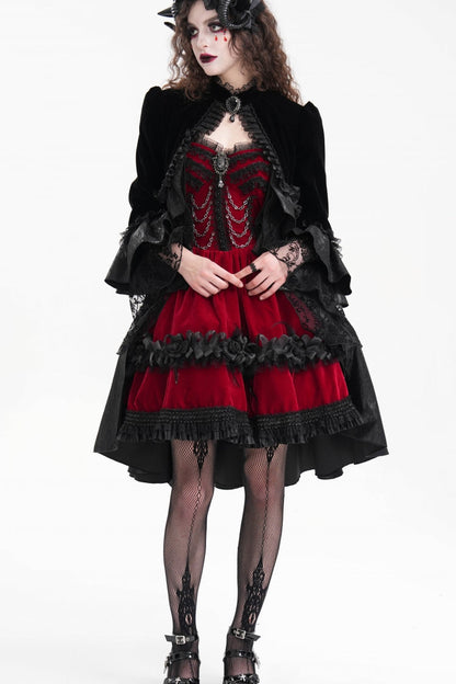 Ruffled Lace Gothic Jacket - Women's Dark Mesh Style