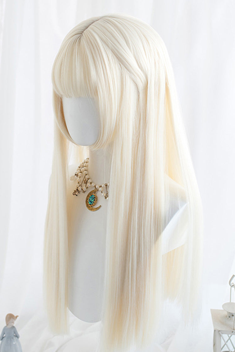 White Milk Straight Long Classic Lolita Wig