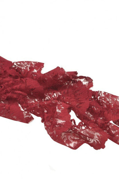 Crimson Sleeveless Gothic Velvet Slip Maxi Dress with Lace and Chains